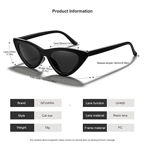 Vintage Cat Eye Sunglasses for Women Classic Retro Narrow Cateye Shades UV400 Protection Sun Glasses Sunnies3