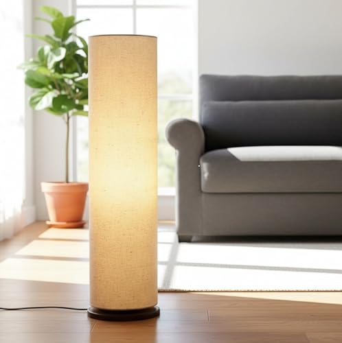 Image of Cylinder Shape Wooden Base, Corner Decorative Floor lamp, Bedroom, Living Room, Home Decor, Pack of 1 (Beige)