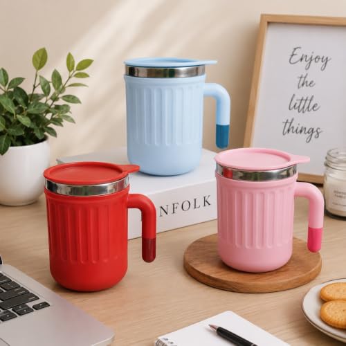 Image of Coffee Mug with Lid Insulated Stainless Steel for Tea Milk Mug Inner Stylist Double Wall Cup for Home & Office Use, Mugs to Gift to Best Friend, Tea Mug-350ml (Ramdon Colour)