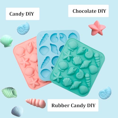 3Pcs Seashell Silicone Molds, Ocean-Themed Baking Molds for Chocolates, Candies, Ice Cubes, Soap, Resin, DIY Crafts and Beach-Themed Decorations by CIZITBE - Image 4