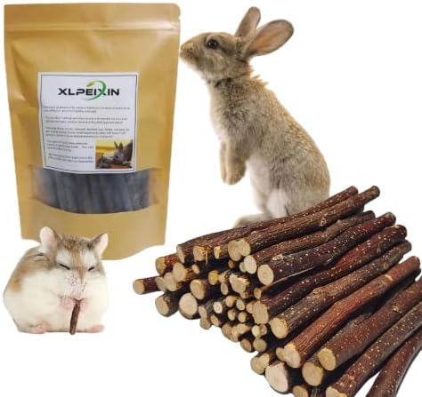 XLpeixin 100g (3.5oz) Hamster Treats Small Animals Chew Toys,Small Animals Molar Wood Treats Toys for Rabbits Chinchillas Guinea Pig Hamster Gerbil Bunny,Natural Chew Sticks(Thin)…