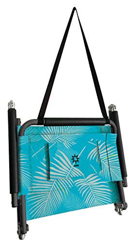Image of Neso Beach Chairs - Lightweight, Portable and Foldable Recliner Beach Chairs for Park, Camping and Outdoor Adventures - with Slip Pockets and Shoulder Strap - 2 Pack - Aqua Fronds - XL