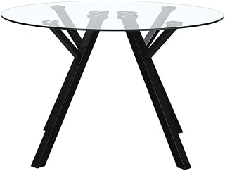 LOLAhome Mesa de Comedor Elegante diseño de Cristal Templado y Base de Metal Negro. Ideal para Espacios compactos. (Negro, 120 cm)