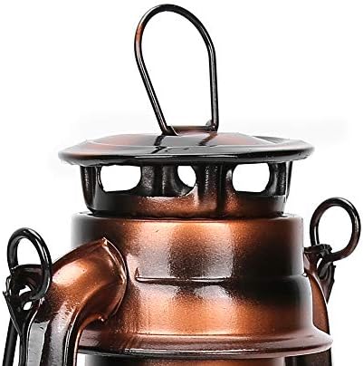 Agatige Vintage Metal Oil Lamp Storm Lantern 10inch Burning Hurricane Lantern Retro Kerosene Lamps for Camping Hiking Patio Decoration,Brown