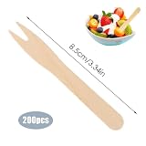 Yeenano Widelce do frytek, widelce, 200 sztuk, mini drewniane widelce, drewniane sztućce, widelczyki do ciasta, sztućce imprezowe, frytki, widelce, naczynia imprezowe, na imprezę, urodziny, kemping i