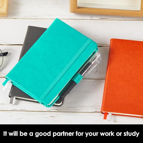 NIRMIRO 3 Pack Pocket Notebook Notepad with Pen, Mini Small Journal Notebook 3.7\" x 5.7\" for Women Writing, 408 Pages, Grey Orange Emerald