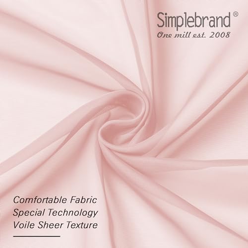 Image of Simplebrand Blush Sheer Curtains 72 Inches Long 2 Panels for Living Room, Rod Pockets Airy Window Treatments Voile Sheer Black Curtains Panels Lightweight for Front Back Patio Glass Door, 42 inch Width