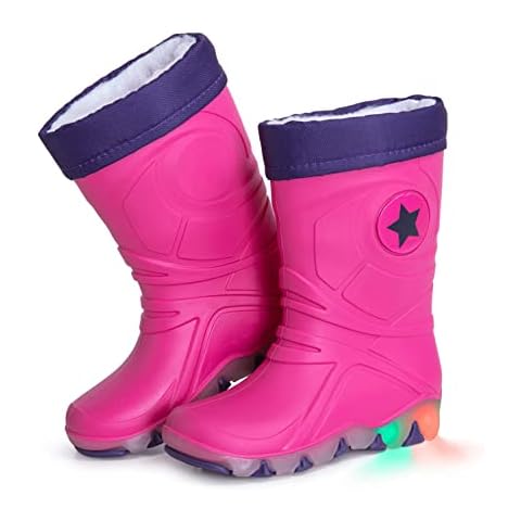 Rain Boots for Children | Wellies with Detachable Warm Lining | Sole with LED Light up Effect Cover