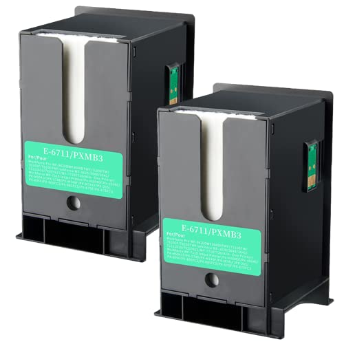 Dogepro Caja de mantenimiento compatible con Epson WorkForce WF-3620DWF WF-3640DTWF WF-7110DTW WF-7210DTW WF-7610DWF WF-7620DTWF WF-7710DWF WF-7720DTWF T6711 y C13T671100 (2PACK) Cover