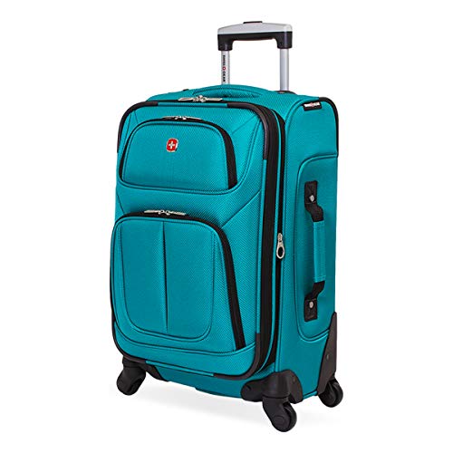 SWISSGEAR Sion Softside Expandable Spinner Luggage Durable Lightweight Travel Suitcase, Teal, Carry-On 21-Inch by SwissGear - Used condition - CA$78.93