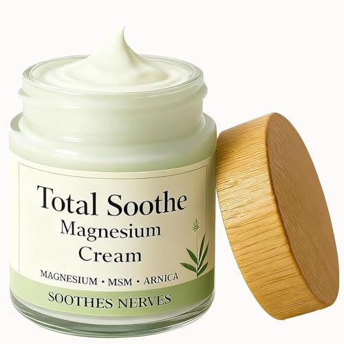 Total relief magnesium cream，total soothe magnesium cream for knees，Fast Absorbing, Mineral Delivery Formula 2.12OZ