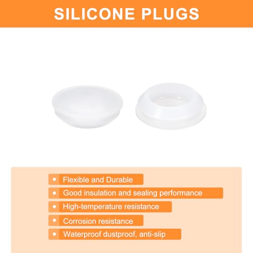 Image of uxcell 12 Pcs Silicone Plugs, Rubber Round Snap in Locking Hole Plugs for 22-24mm Hole, Hole Stoppers Waterproof Hole Plug for Metal Tube, Furniture End Caps Inserts, Clear