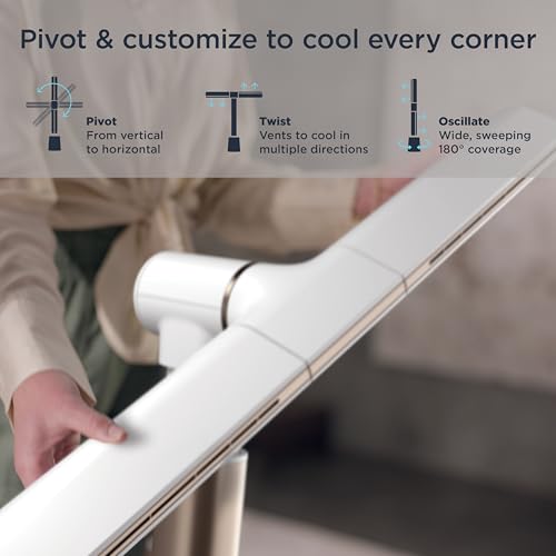 Shark TurboBlade Fan—Ultra-customizable bladeless tower fan, pivots, twists, oscillates 180°, circulates and propels air, 10 noise levels + 10 speeds, easy to clean, dove, TF202SWH by Shark - Image 8
