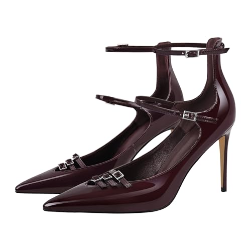 richealnini Mary Jane Shoes for Women Sexy Pointed Toe Stiletto High Heels Pumps Wedding Dress