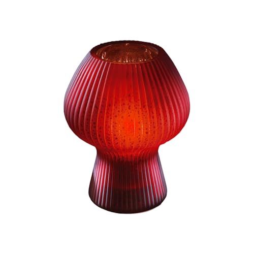 Coopers of Stortford - LED Mushroom Lamp, Made of Glass - Table Lamps for Bedroom, Living Room and Desk - LED Lamps for Bedroom for Those Cosy Evenings in - Battery Powered Lamp in an Mushroom Shape