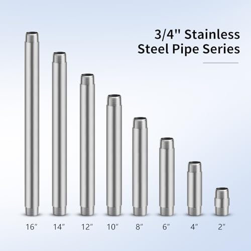 Home TZH 3/4"x8" 304 Stainless Steel Pipe, 3/4" NPTx 3/4" NPT Male Threaded Nipple, SCH40 Heavy Duty Pre-Cut Steel Pipe for Plumbing Gas, Hydraulic, and Industrial Applications(8", 6 Piece) by Home TZH - Used condition - Image 3