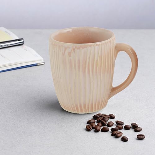 AZURE Bhumija Earth Collection Ceramic Mugs to Gift to Best Friend Tea Coffee Milk Mugs Microwave Safe, Tea Cups, Set of 2, 300 ml Capacity, Pink Colour