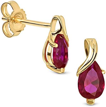 Miore earrings for women in 9 kt 375 white/yellow gold with pear shape gem