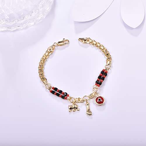 Azabache Evil Eye Elephant Bracelet 14K Gold Plated Elephant Protection Jewelry for Women2