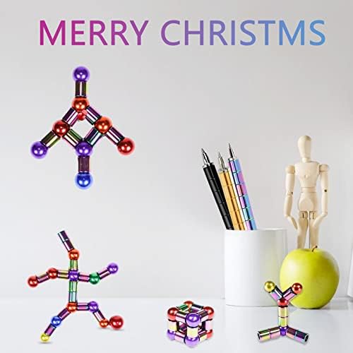 Magnetic Fidget Pen, Decompression Pen, Writing Ballpoint Pen Fidget Toys, DIY Metal Anxiety Relief Building Blocks, Fun Toys, Creative Gift for Family Friend (Colorful)