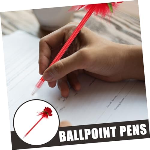 NUOBESTY 2 adet çiçekli tükenmez kalem, simüle edilmiş gül kalemi, yaratıcı yazı gereçleri, ofis, okul için - Görsel 6