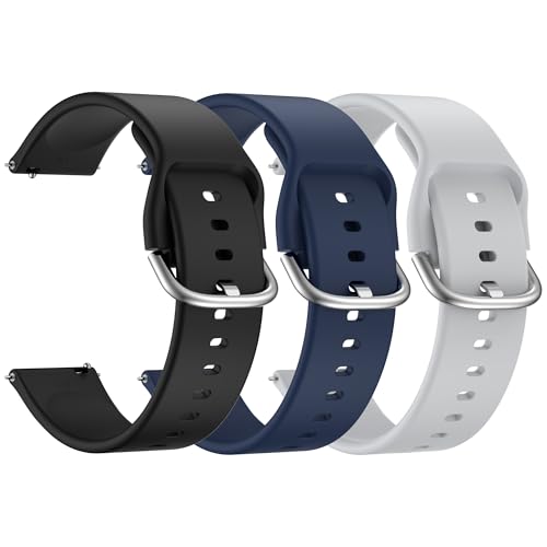 3-PACK Bands for Withings ScanWatch 2 38mm/ScanWatch Light/Steel HR 36mm/Withings Move/Move ECG/Steel Watch Bands, 18mm Soft Silicone Sport Replacement Strap for Women Men (Black+Navy Blue+Gray) by Meliya - Used condition - US$7.00