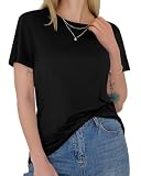GAYHAY T-Shirts for Women - Black Short Sleeve Basic Tees Soft Crew Neck Trendy Summer Tops for Casual Outfits 2025