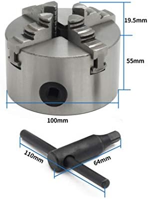 RATTMMOTOR 4-Jaw K12-100mm Self-centering Linkage Lather Chuck with Chuck Wrench for CNC Router Engraving Milling Machine
