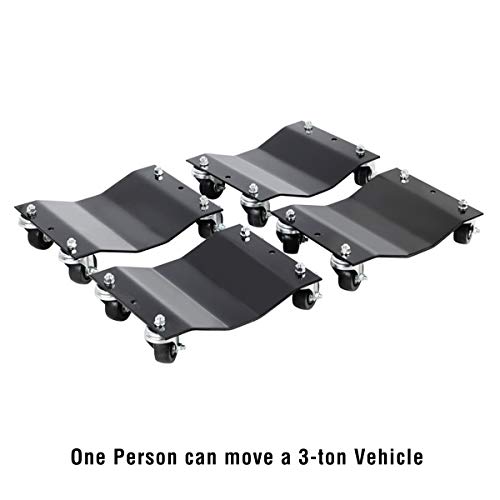 Set of 4 Car Dollies and Furniture Lifters - Heavy-Duty Under Vehicle Tire Skates, Motorcycle Jack, and Moving Dollies with Wheels by Pentagon Tools - Thumbnail 5