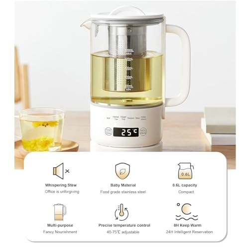 Miniatura 7 de Hervidor Eléctrico 0.6l Multifunción - 6 Modos Té Dulces Guisos , Temporizador 24h Y Control 40-75 C, Acero Inox. Sin Bpa, 500w Ahorro Energía Para Hogar Camping Viajes