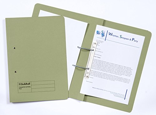 Image of Exacompta - Ref 348-GRNZ - Guildhall - Pocket Spiral File, 315gsm Heavyweight Manilla, Holds A4 & Foolscap Documents, Left Hand Pocket, Blue Angel Certified - Green, Pack of 50