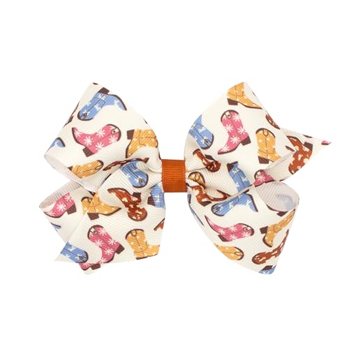 Wee Ones Girls' Toddler Western Print Hair Bow, Cowgirl Boot, Medium, Cowgirl Boot