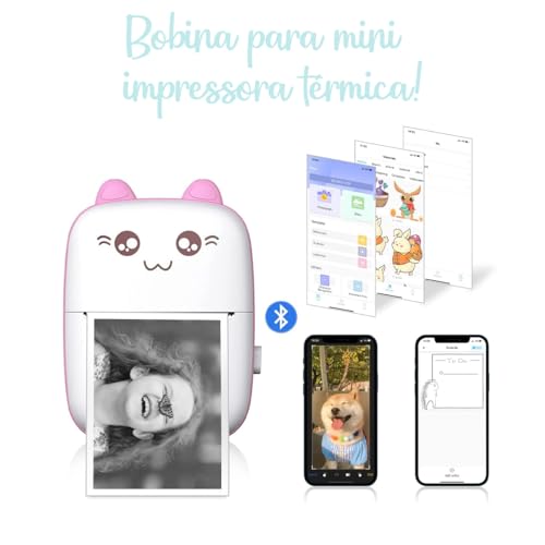 Bobina Térmica para Máquina Fotográfica e impressora portátil Bluetooth kit com 5 unidades