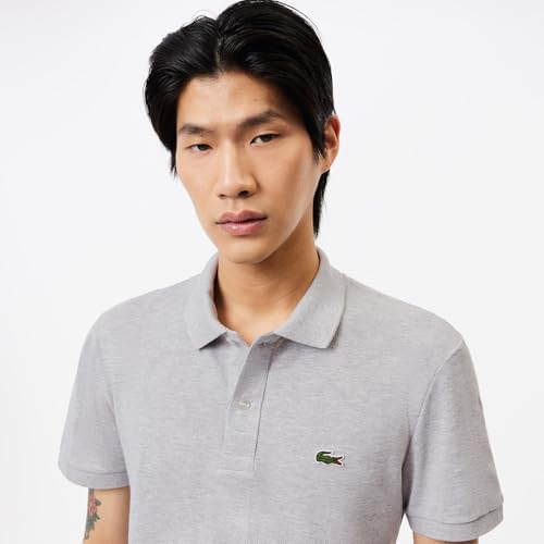 Lacoste Herren Polo-Shirt Kurzarm PH4012, Männer Polo-Hemd,2 Knopf,Slim Fit,Grau,4 – Ansicht 3