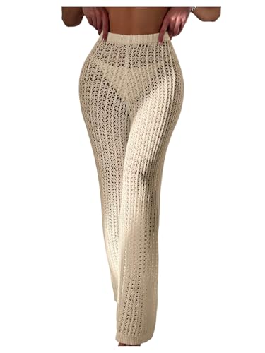 GORGLITTER Women's Sheer Beach Swimsuit Cover Up Pants Crochet Cute Bathing Suit Cover Ups Swim Coverups Bottom 2025