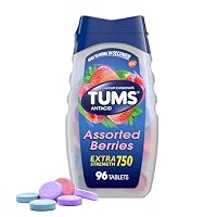 TUMS Extra Strength Assorted Berries Antacid Tablets for Heartburn Relief, 96 count