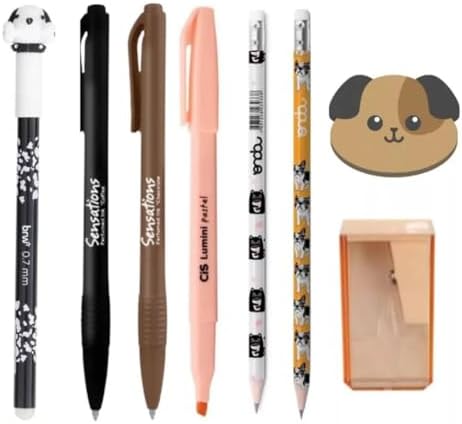 Kit Papelaria Fofa Pets Bichinhos Kawaii Lapis Borracha Apontador...