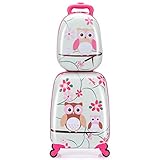 COSTWAY 2tlg Kinderkoffer + Rucksack, Kindertrolley aus Kunststoff...