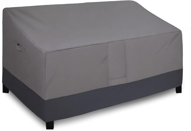 Funda para sofá de dos plazas para exteriores, resistente y fácil de usar, 85 ancho x 37 profundidad x 35 alto pulgadas, | Funda impermeable y duradera para sofá de Patio de 2 plazas, resistente al viento, funda para sofá para muebles de exterior con ventilación, gris/gris oscuro