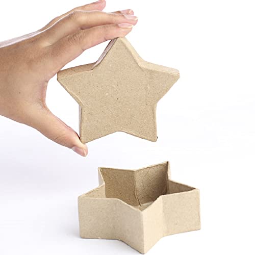 Factory Direct Craft Pack of 24 Unfinished Paper Mache Star Boxes - Premade Papier Mache Star Shape Cardboard Gift Boxes Jewelry Boxes, and DIY Craft Boxes (Size: 4\" x 4\")