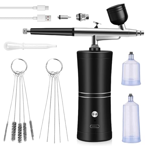 Juego de Aerógrafo Inalámbrico Kit Aerografo con Compresor Pistola de Portátil de de Mano Recargable