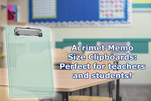 Acrimet Clipboard Memo Size A5 (9 1/4” X 6 5/16”) Low Profile Clip (Plastic) (Clear Green Color) (3 Pack) #TOP7