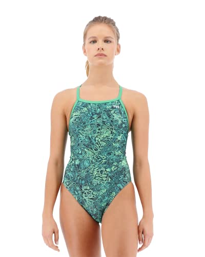 TYR Women's Standard Nebulous Diamondfit Swimsuit, Green, 26