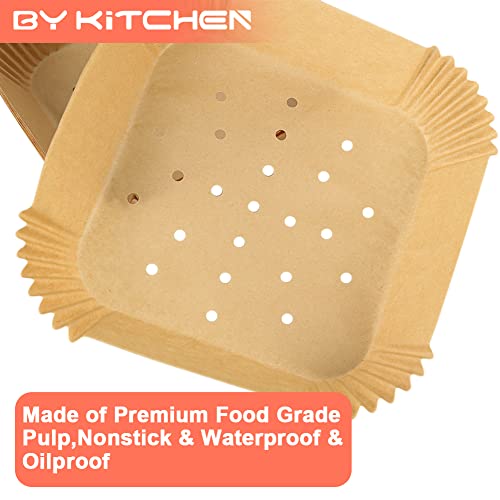 Bykitchen Square Air Fryer Liners, Set Of 100, 8 Inch Perforated Square Air Fryer Parchment Paper, Air Fryer Filters For Basket, Compatible With Corsori, Instant Vortex, Nuwave And More #TOP4