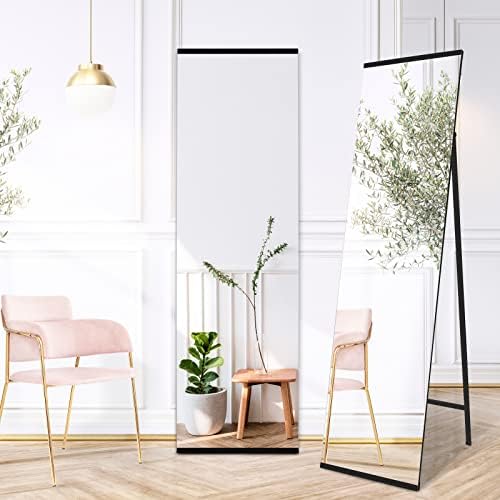 SILD Dresssing Long Mirror 150x40cm Free Standing Full Length Mirror - Black Metal Framed Mirrors for Bedroom, Dressing room, Living room (150 x 40 cm)