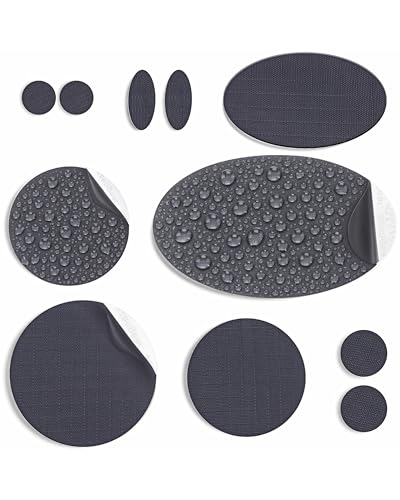 aZengear Repair Patches for Down Jackets - Waterproof, Pre-Cut, Self-Adhesive, Tear-Cold-Heat-Resistant Nylon Polyester Fabric to Fix Puffer Coats, Gear, Tents (11 Pieces, Dark Grey)
