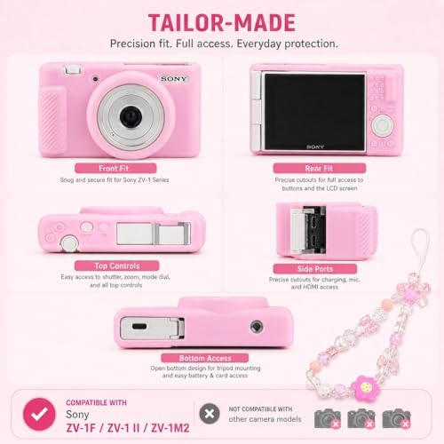 Funda de silicona rosa para cámara Sony ZV-1F/ZV-1 II/ZV-1M2 miniatura 2