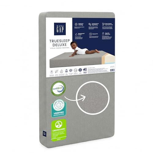 GAP babyGap TrueSleep 2-Stage Deluxe Crib and Toddler Mattress - Waterproof - GREENGUARD Gold Certified – Temperature Regulating – Moisture Wicking