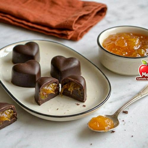 Cioccolatini fondenti con cuore di marmellata di arance