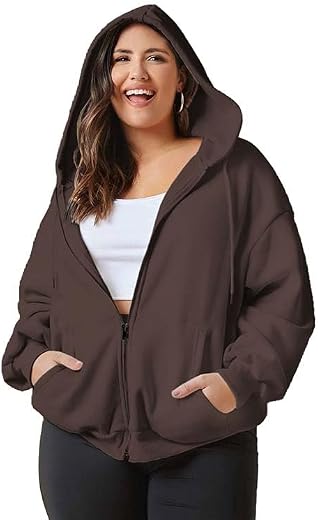 FUNKY MONKEY Plus Size Loose FIT Womens Zip UP Hoodie Sizes Till 5XL
